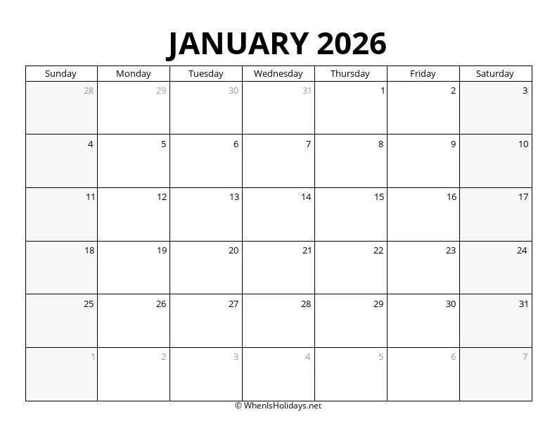January 2026 Landscape Calendar