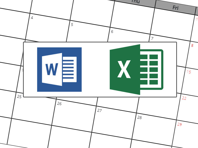 word, excel calendar