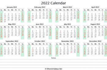 2022 calendar printable whenisholidays net