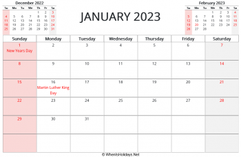 2023 calendar printable whenisholidays net